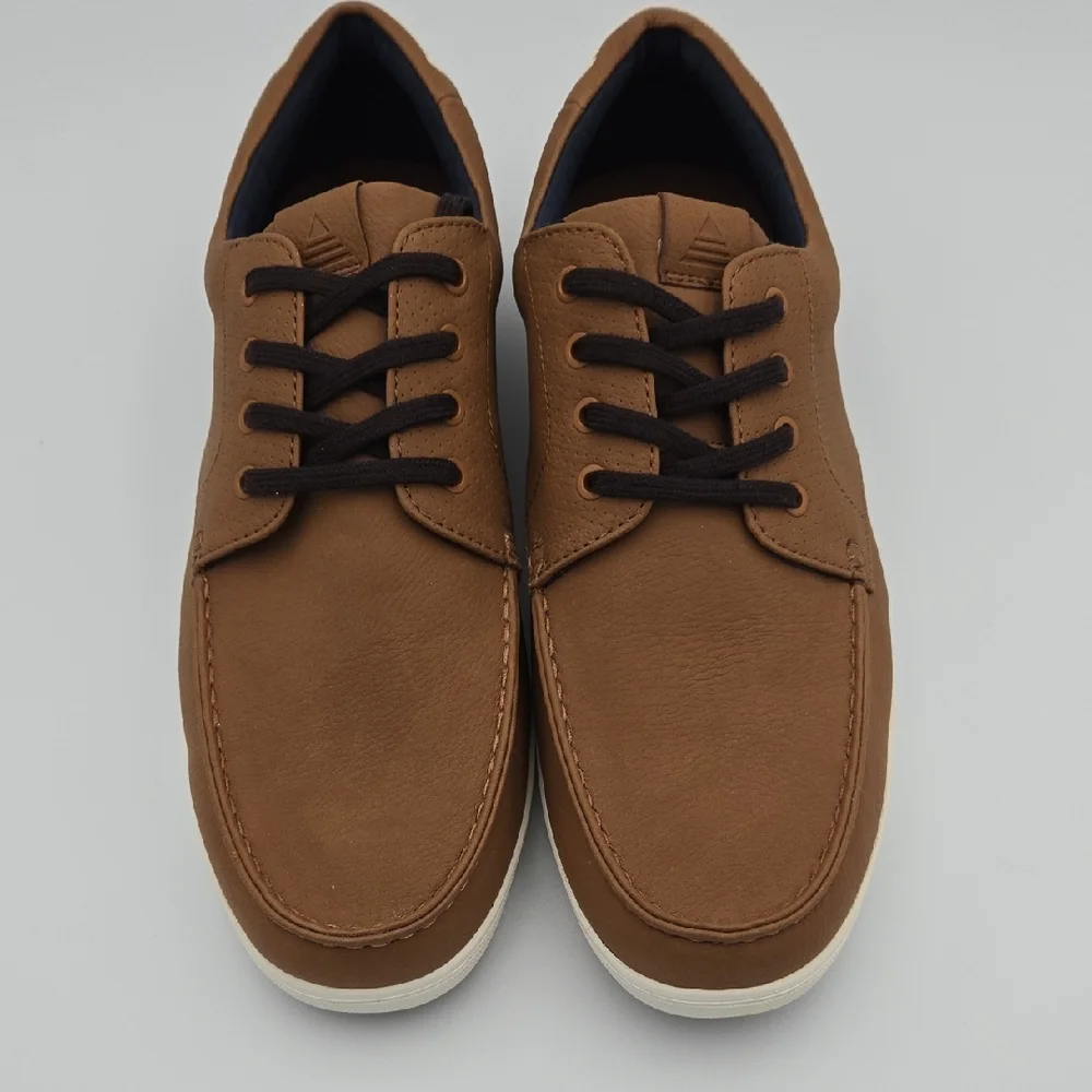 Aldo Men's Casual Boat Shoes, Brown with white sole, Size 10.5